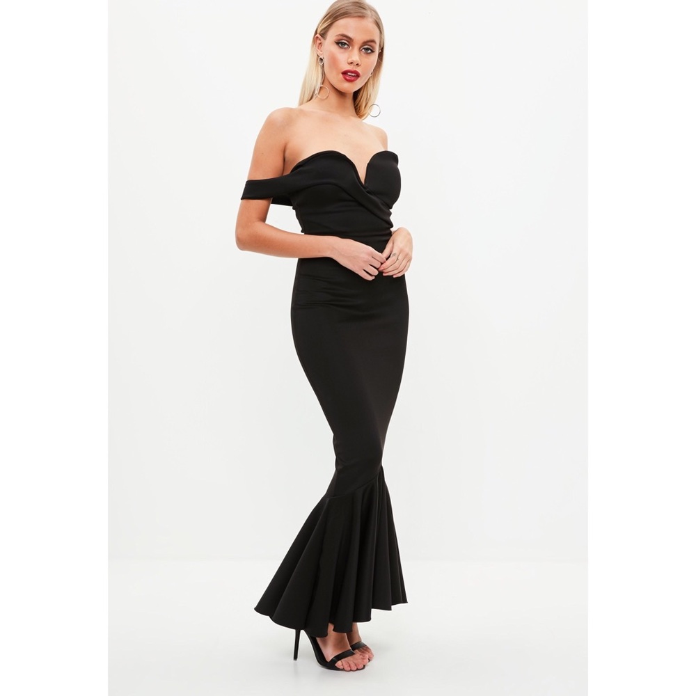 Missguided black Bardot Evening Dress